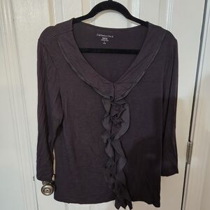 Coldwater Creek Deep Purple Ruffled Blouse